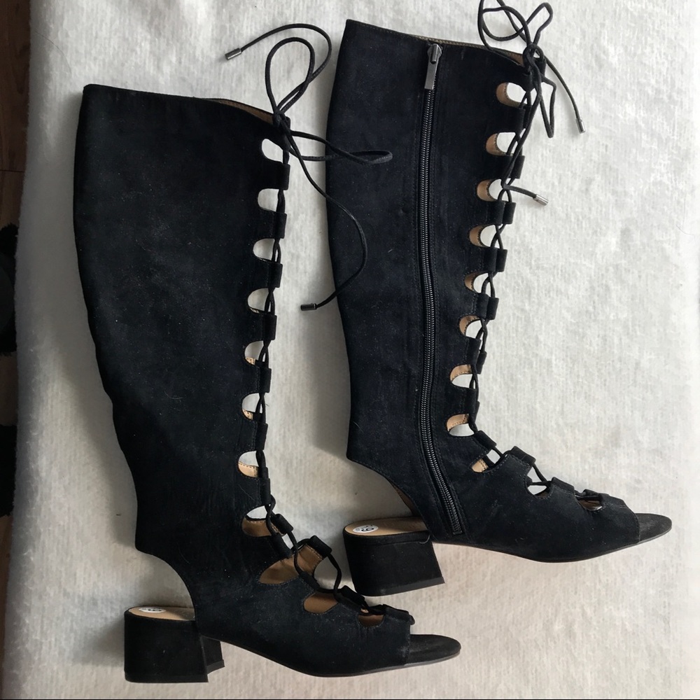 FrancoSarto Black Lace-up Boots, size 6 1:2